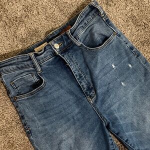 Pilcro Cigarette Jeans in Medium Blue Denim